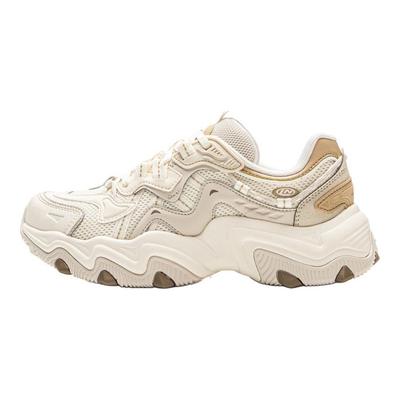 Li Ning Sports Lifestyle Serie Stoff Synthetisches Leder Klassisch Lässig Niedrig geschnitten Dad Shoes Damen Sneaker Off-White AGCV412-2