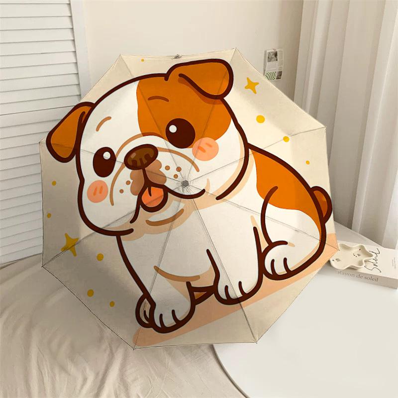 

1PC Bulldog Pet Umbrella-8-Rib Reinforced Portable Folding Travel Suitable for All Seasons Outdoor Daily Use-H0332