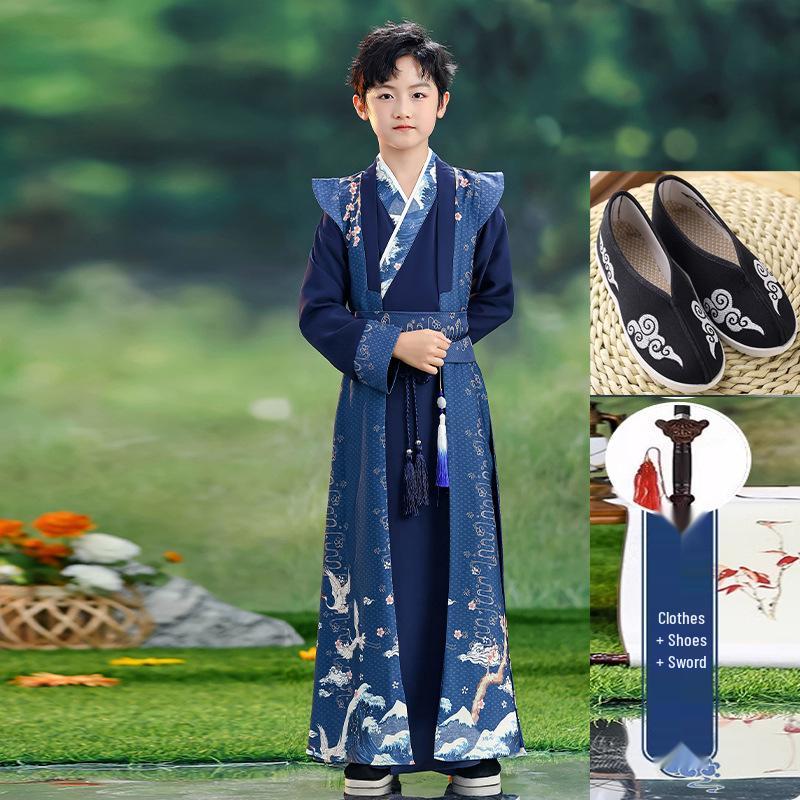 Boys' Traditional Hanfu Costume: 2026 Young Master Chinese Tang Suit for National Studies Performance