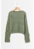 Women's Loose Knit Tassel Sweater - Long Sleeve European American Style