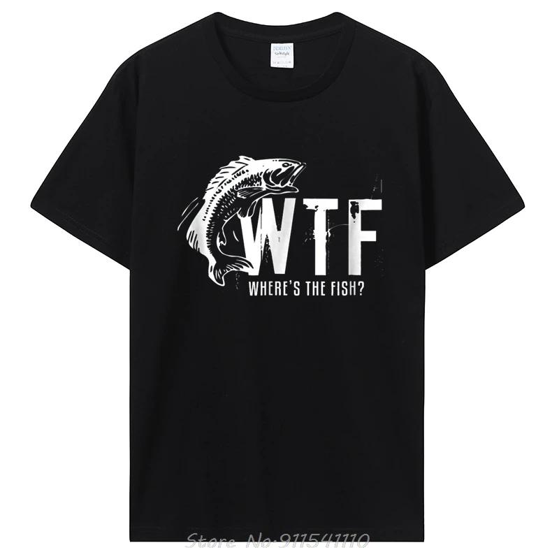 WTF Wheres The Fish Funny Fishing TShirt Clothing Versized Unisex Streetwear Tshirt Summer Casual  Tops Tees S