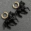 Exaggerated Sculpted Horse Pendant Earrings Stainless Steel Design Stereoscopic Ear Jewelry For Fashion Accessories