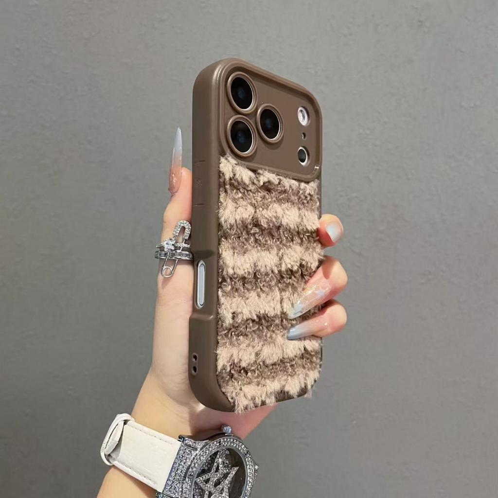 Soft Plush Fur Fluffy Phone Case For iPhone 17 Air 13 14 15 11 12 Pro 16 17 Pro Max Furry Warm Shockproof Lens Protection Cover