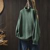 Damski Oversize Luźny Sweter z Dzianiny z Golfem Zimowy Casualowy Pulower z Haftem 3D