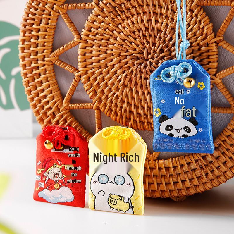 Japanischer Omamori Knoten Glücksbeutel: Bestickter Brokat-Anhänger für Auto oder Zuhause zur Anziehung von Wohlstand