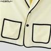 INCERUN Men Stitching Sleeveless Buttons Waistcoat And Long Straight Pants Sets