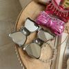 Mini Crystal Bow Makeup Mirror Bag With Chain Strap For Girls And Women