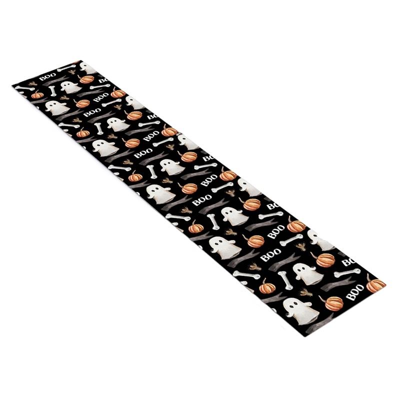 Halloween Table Runner Pumpkin Ghost Pattern Dinner Desk Cover Cloth Spooky Party Holiday Decoration Home Dining Room Kitchen Supplies