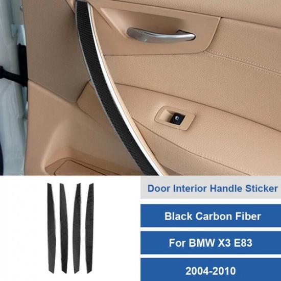 4pcs Carbon Fiber Interior Door Handle Panel Trim Cover For BMW X3 E83 2004-2010