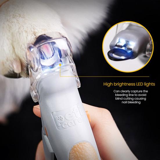 LED Pet Nail Trimmer Lighted Pet Nail Clippers with Magnifying Glass Curved Half-Moon Clippers Pet Claw Trimmer for Cats Dogs