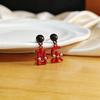 Guochao Festive Joy Earrings Personality Cute Cartoon Three-Dimensional Character Earrings New Atmosphere Red Fun Earrings