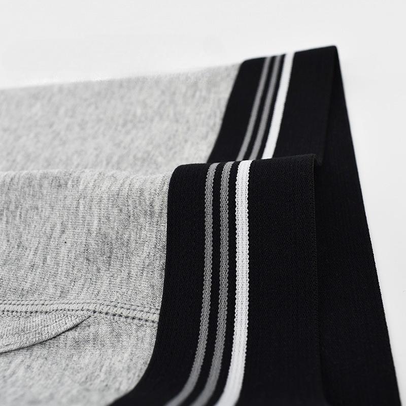 Striped Waistband Flat Angle Underpants Breathable and Wear-resistant Leg Shaping Cotton Underpants
