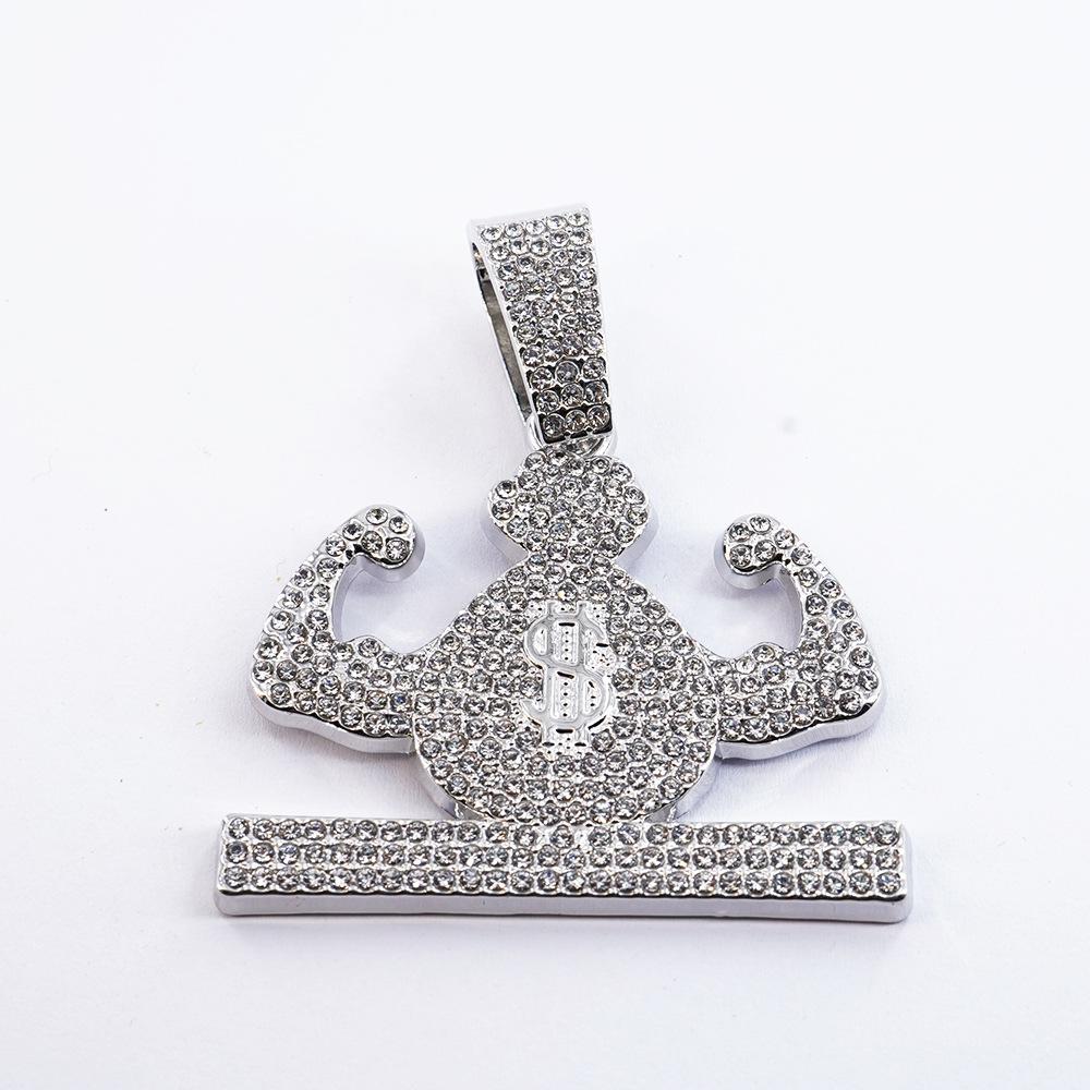 Money Bag Necklace Full of Diamonds European and American TEMU Hot Selling Hip-hop Pendant Street Clothing
