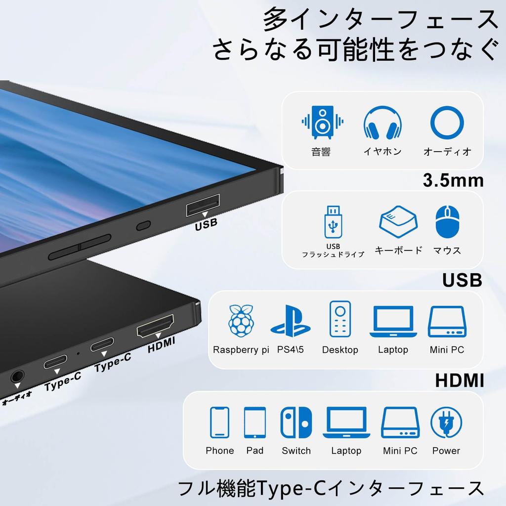 IPS Touchscreen Mobile sRGB Wide Color 300nits High Compatible with and More 15.6-inch Monitor, 19201080 Resolution, Lightweight, Slim, 169 Ratio,