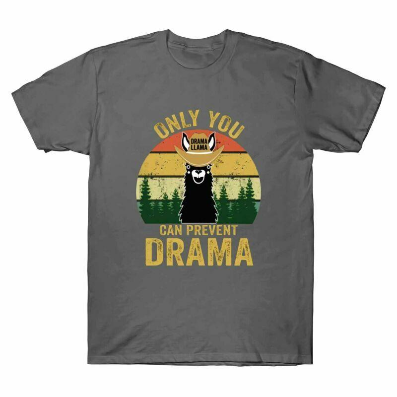 Camping Funny Gift Unisexs Only Cotton Tshirt Llama Prevent Drama Can You Vintage