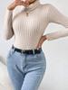 2024 Autumn/Winter European & American Women's High Neck Slimming Bodysuit - Long Sleeve, Elegant Base Top