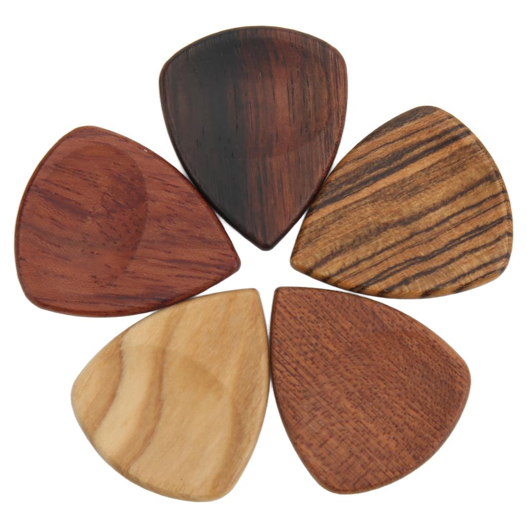 5 Stück Holz Gitarrenplektren Rillen Rutschfest Folk Handgefertigt Gitarrenplektren für Bühnenspiel