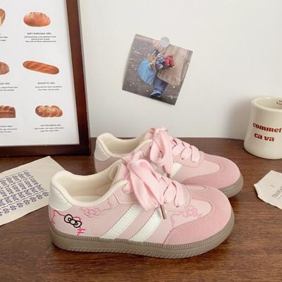 Frühling Herbst Damen Retro Deutsche Trainingsschuhe, Niedliche Katzenstickerei, Lässige Campus Leichte Sneaker, Mädchen Modeschuhe
