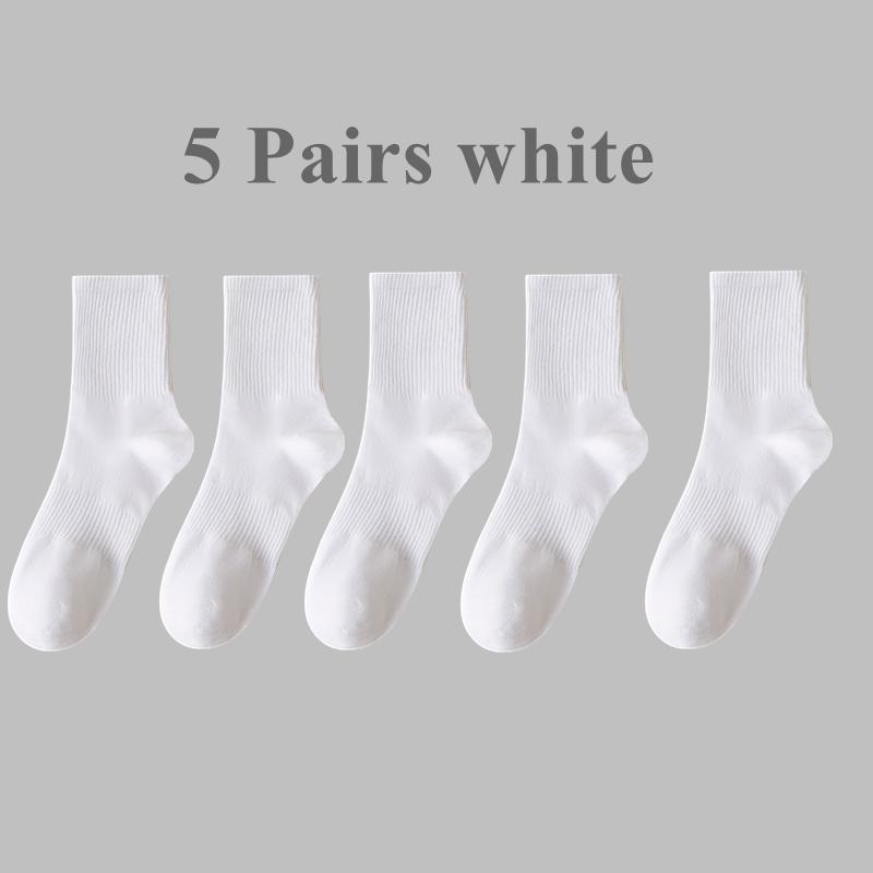 5 Pairs Men Socks High Tube Sports Socks Anti-slip High Quality Cotton Crew Socks 5 Pack Set Spring Business Work