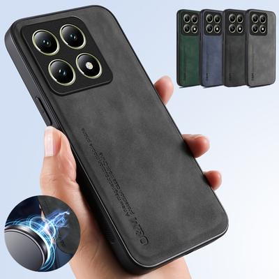 Nubuck Leather Magnetic Case for Xiaomi 15T 14T Pro Mi 15 14 5G Protective Cover Shockproof Back Shell Coque Capa Fundas