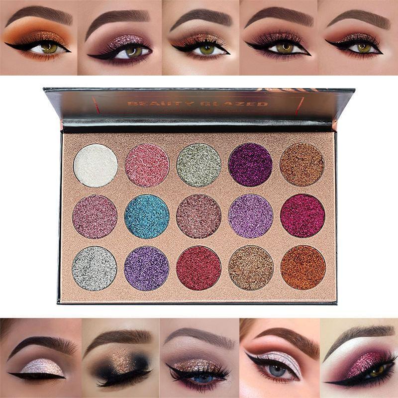 BEAUTY GLAZED - 15-Color Pressed Glitter Eyeshadow Palette