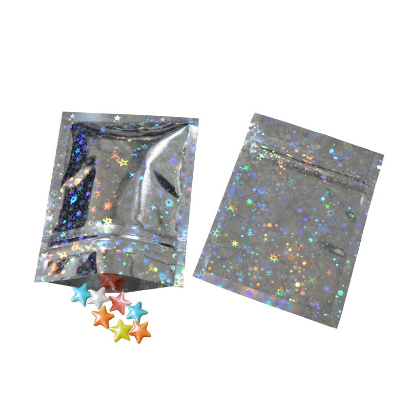 100 Pcs Glitter Heat Seal Aluminum Foil Ziplock Bags Flat Zip Lock Package Bag Plastic Foil Zip Bags Free Shipping