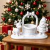 Reusable Christmas Decor 3D Printed Scene Figurine, White Blank Santa Reindeer Statue Desktop Display with Storage Basket, DIY Paintable Tabletop for