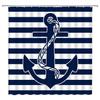 Nautical Anchor Shower Curtain Blue Anchor Navy Blue White Stripes Nautical Theme Ocean Lovers Modern Fabric Bathroom Decor Curtains with Hooks 70W