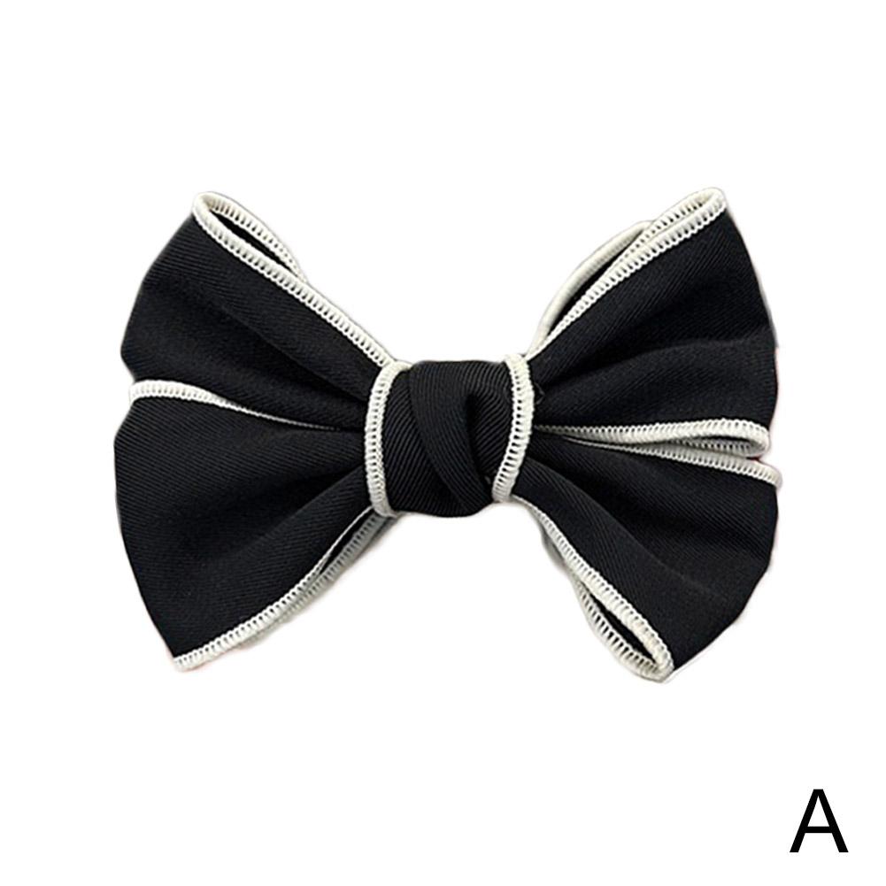 

Заколки-крабы для волос с бантом для женщин, двухсторонние, большие, атласные, однотонные, аксессуары, заколка-краб для волос в виде акулы Q2X7 Black-One size