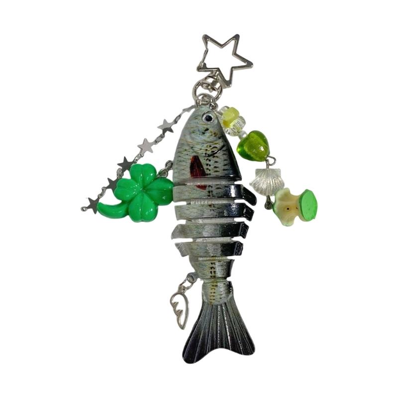 Vibrant Fish Lure Keychain Compact Resin Design Realistic Fish Lure Key Ring Practical Gift for Fishing Hobbyists