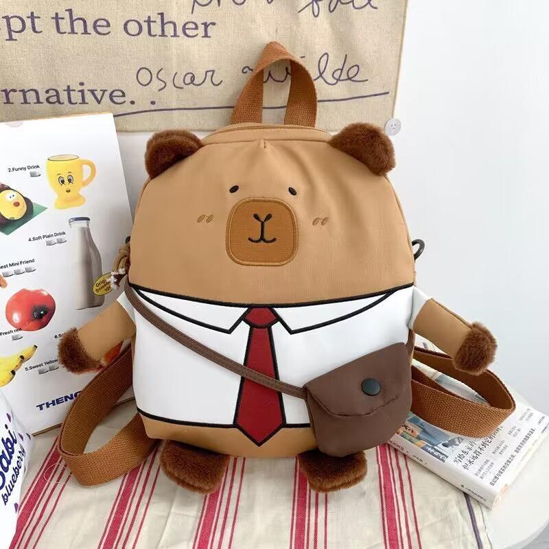 Capybara peluş sırt çantası Kawaii moda peluş bebek kürk çanta çocuk çantası omuzdan askili çanta Mini sırt çantası çanta kız arkadaşı için hediyeler