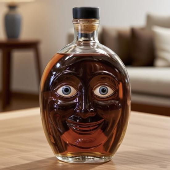 Pumpkin Wine Bottle with Human Face Creepy Cute Spooky Wine Bottle Unique Evil Smirks Fun Face Bottle for Halloween