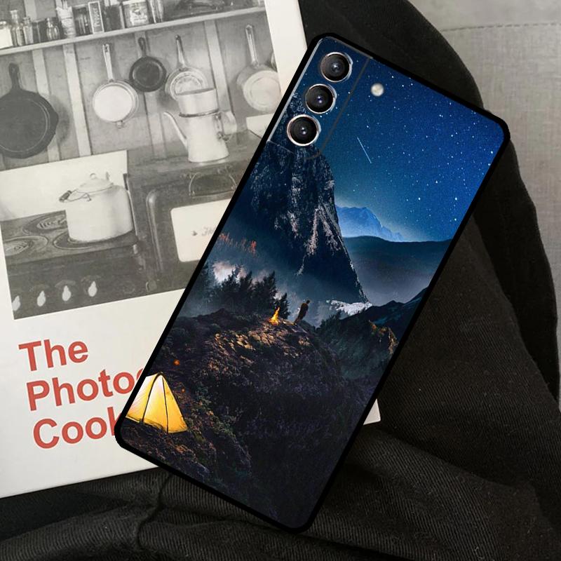 Camping Nature Mountain Phone Case For Samsung Galaxy S24 S22 S23 Ultra S20 S21 S24 FE S9 S10 Plus Note 10 20 Ultra