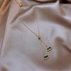 Baroque Emerald Fan-shaped Crystal Necklace Women Trendy Simple Personalized Pendant Light Luxury Collarbone Chain Jewelry