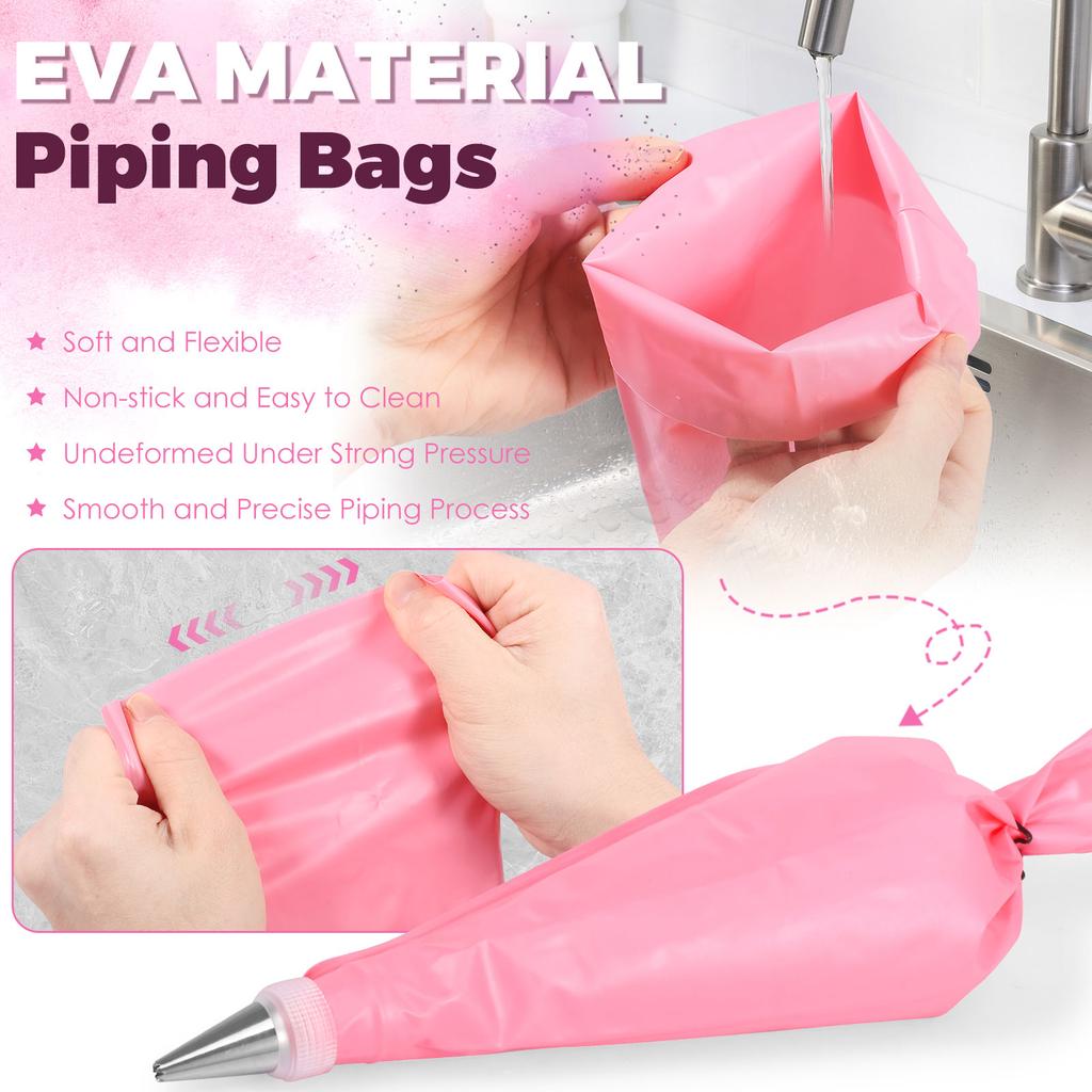 21/30/126 Pcs Piping Bags Reusable Piping Bag and Tip Set Cake Decorating Tools Stainless Steel Nozzle Piping Nozzles Pastry Set