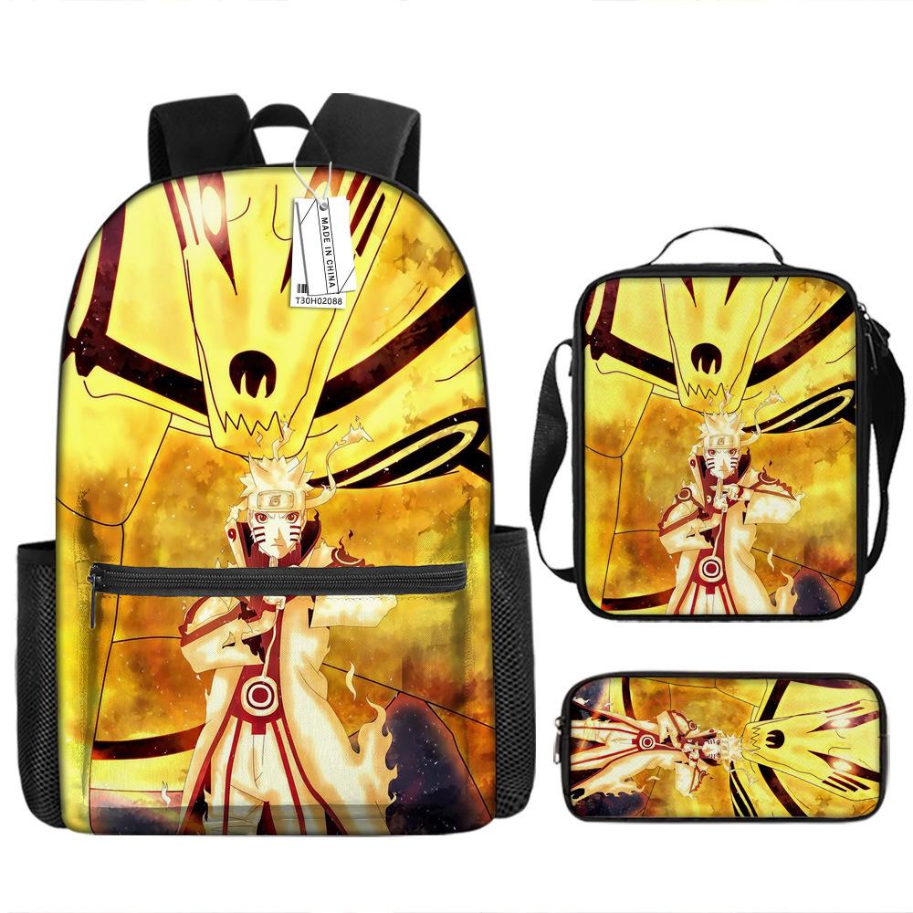 Naruto Naruto Rucksack Kakashi Naruto Uchi Grund- und Mittelschule Schultasche Kinderrucksack Dreiteiliges Set