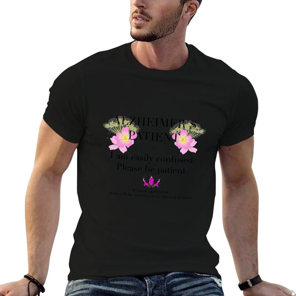 Alzheimer's Patient (Floral) T-Shirt Basic Regular Fit Casual T-Shirt