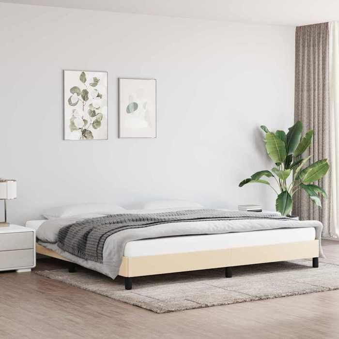 Cadre de lit - MAISON EXCLUSIVE - Cadre sans matelas 200x200 cm - Tissu crème - Sommier à lattes