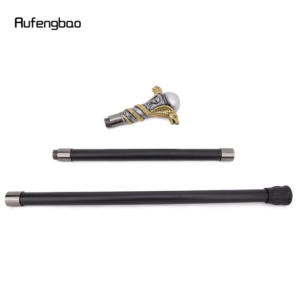 Golden Resin Double Snake Head Cobra Walking Cane Fashion Decorative Steel Stick Gentleman Elegant Cosplay Cane Crosier 94cm