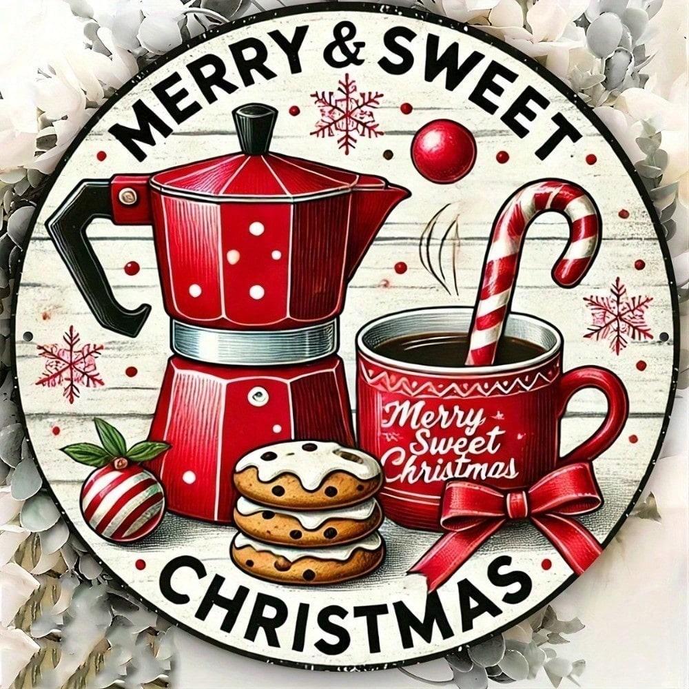 

Vintage Farmhouse Tin Sign Merry Christmas Wall Decor, Rustic Holiday Welcome Plaque for Indoor Outdoor разноцветный