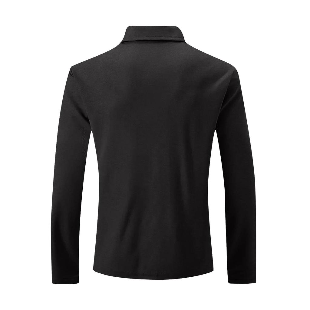 Men's Lapel Solid Color Sports Casual Outdoor Long Sleeved Top