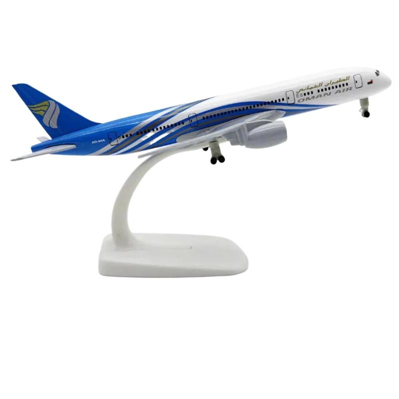 

20cm Airplane Model B787 787 Oman Air Airlines Plane Model Metal Alloy Toy Diecast Airplanes Models Scale Model Plane Kids белый/синий