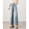 TERRE BLEUE Women's High-Waist Wide-Leg Straight Jeans