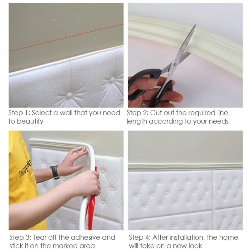 Self-Adhesive 3D Wall Sticker 5M Length Flexible Inner Corner Trim Waterproof Anti-collision Molding Line Tape Home Decor