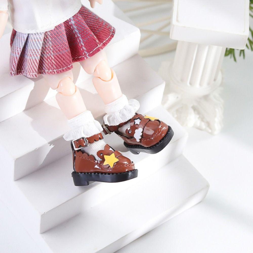 1 Pair DIY OB11 Uniform Shoes PU Leather Mini Doll Leather Boots  Children Toys