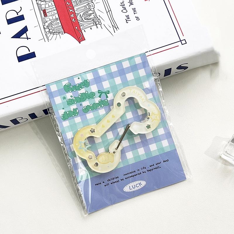  Gradient Bone Carabiner Mountaineering Buckle Porous Acrylic Buckle Keychain Backpack Ornament Multipurpose Keyring Hook