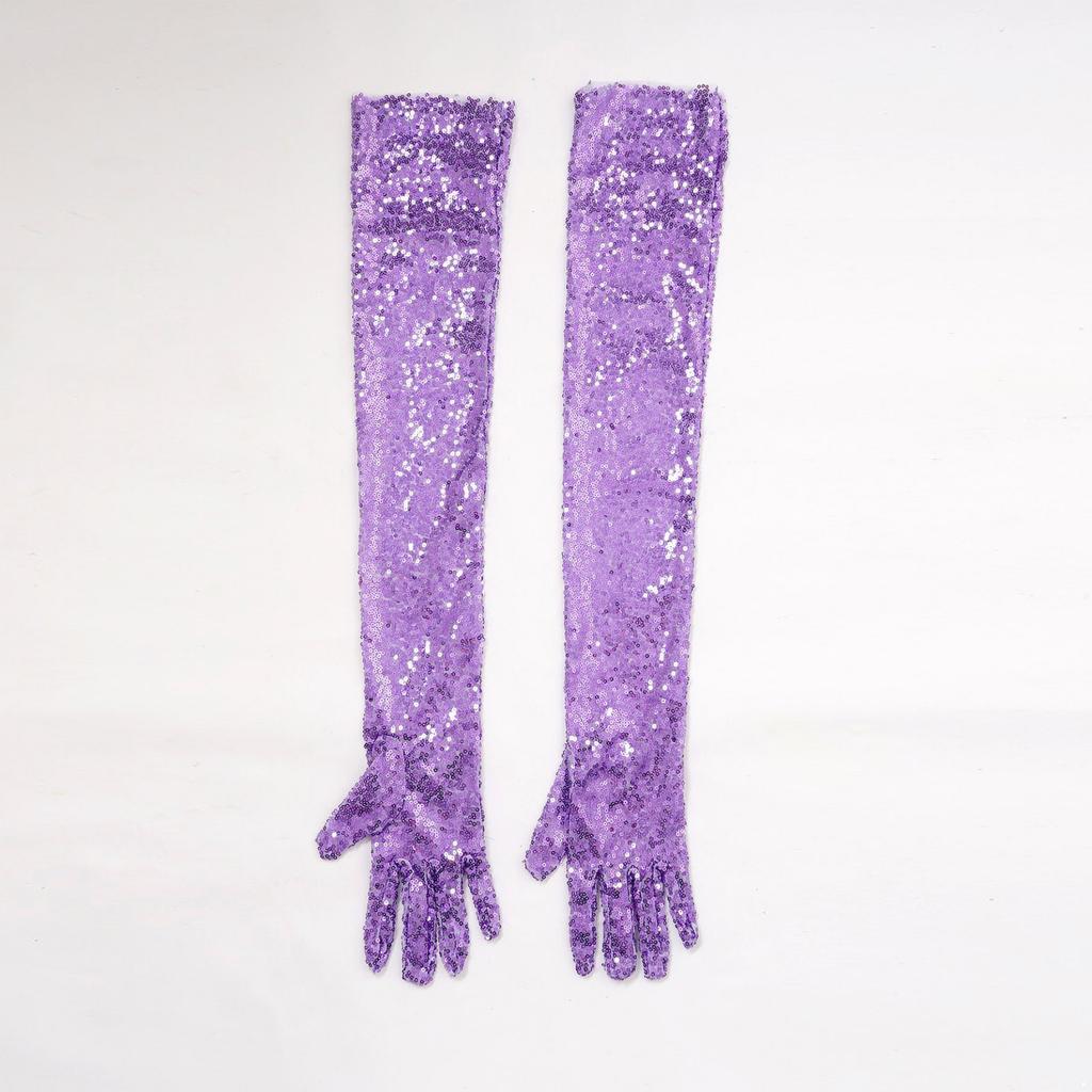 Vintage 1920s Shiny Sequins Gloves Finger Elbow Length Long Gloves for Opera Evening Performance Costumes Accessories