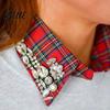 Elegant Detachable Collar Women Plaid Fake Red Blue Christmas Fashion