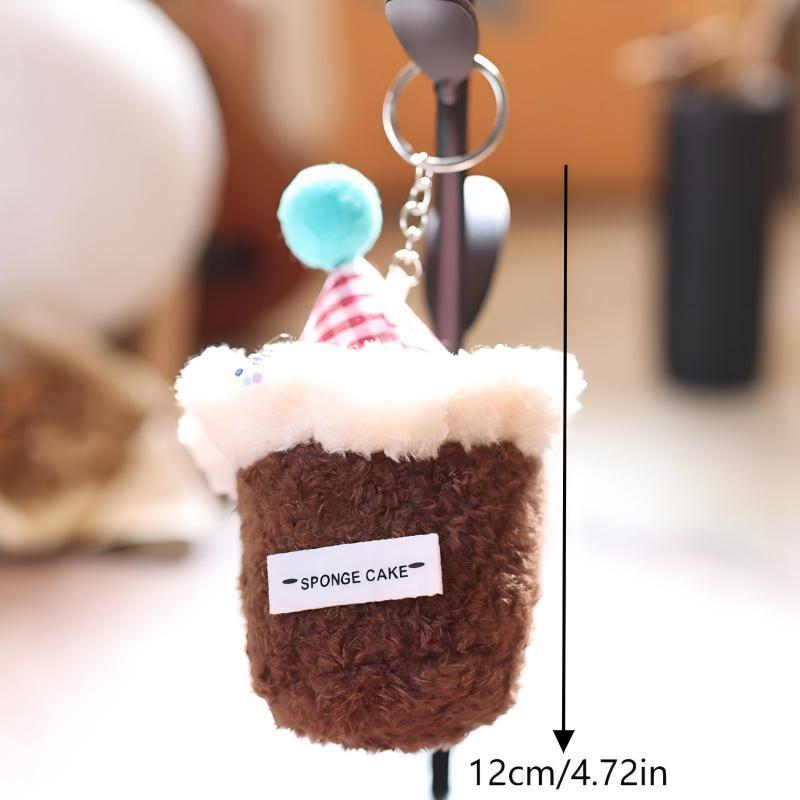 Cute Cartoon Cake Plush Toy Keychain Soft Stuffed Doll Keyring Bag Pendant Lovely Hanging Decoration Girl Gifts