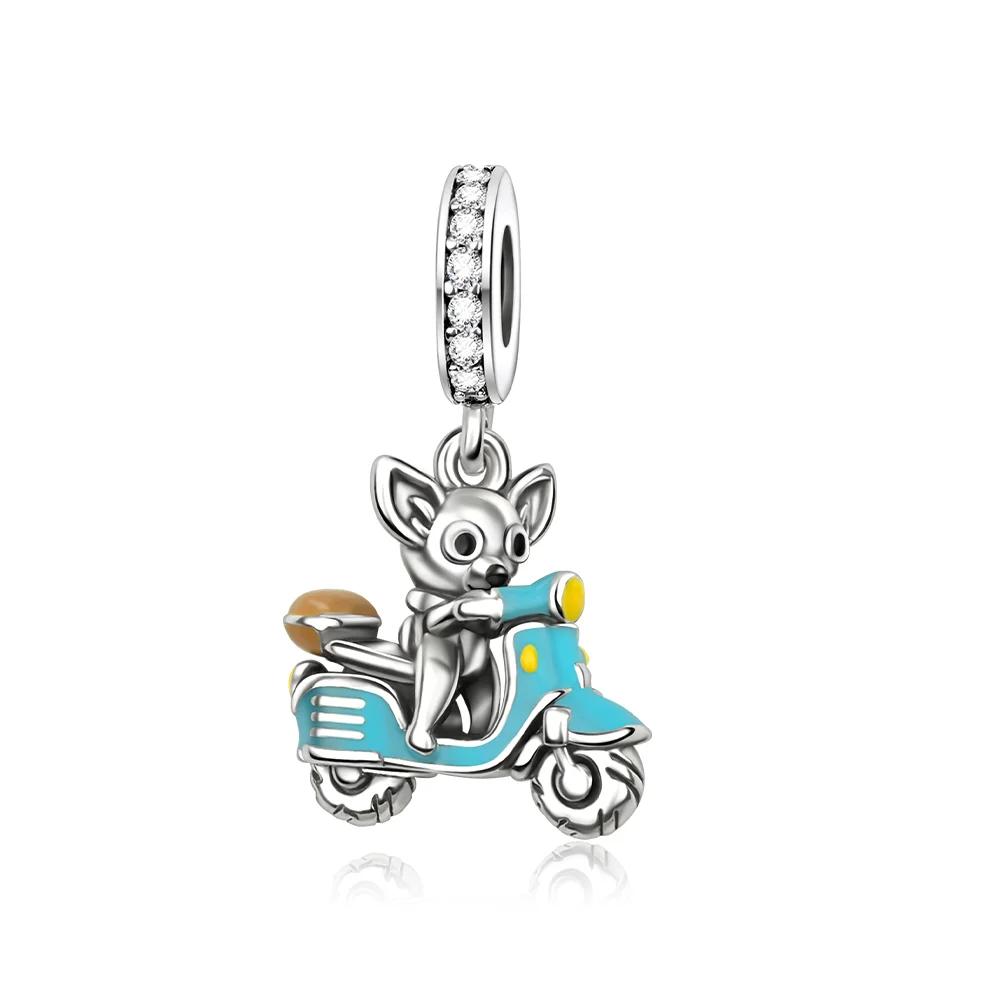Sweet 925 Silver Car Charms Bicycle Pumpkin Carriage Ring Beads Pendant Fit Bracelet Necklace DIY Jewelry Gift